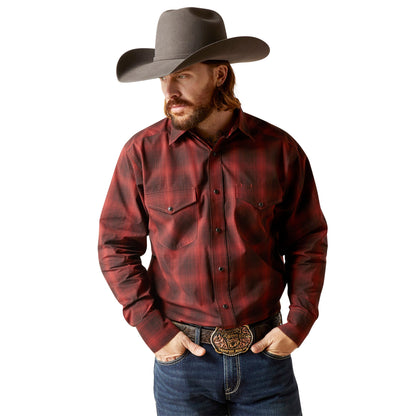  Ariat Men's Stenson Red & Black Snap Shirt