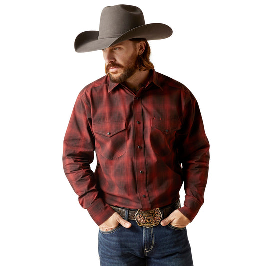  Ariat Men's Stenson Red & Black Snap Shirt