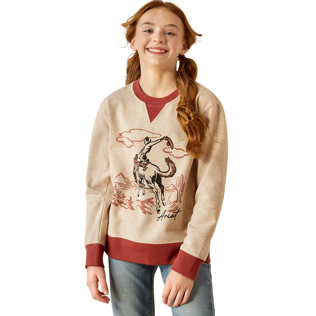  Ariat Girl's Bucking Horse Sweatshirt