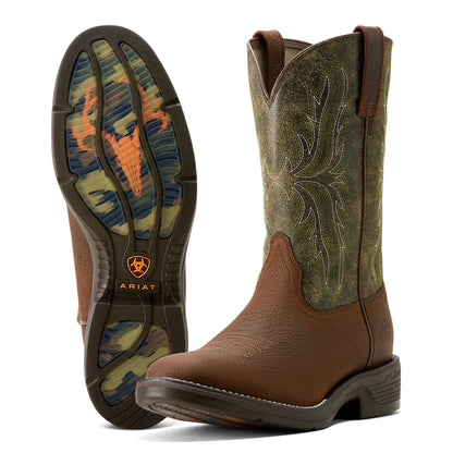  Ariat Men's Ridgeback Round Toe Brown And Green Cowboy Boots
