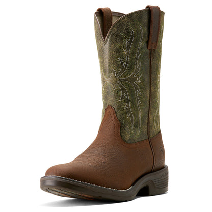  Ariat Men's Ridgeback Round Toe Brown And Green Cowboy Boots