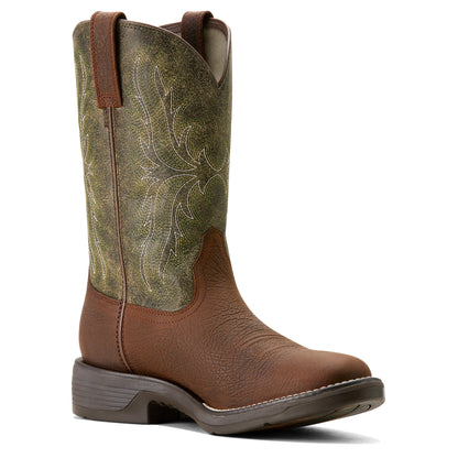 Ariat Men's Ridgeback Round Toe Brown And Green Cowboy Boots