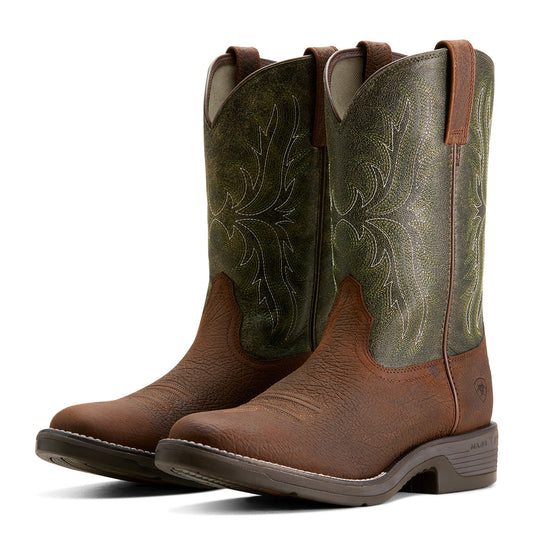  Ariat Men's Ridgeback Round Toe Brown And Green Cowboy Boots