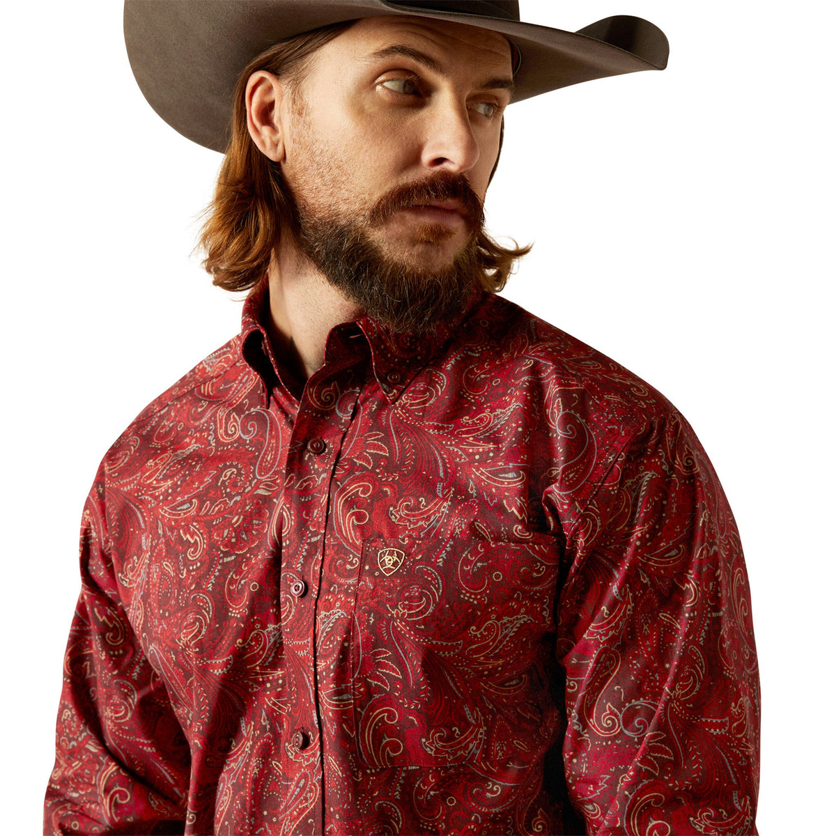  Ariat Men's Jaydon Red Paisley Shirt