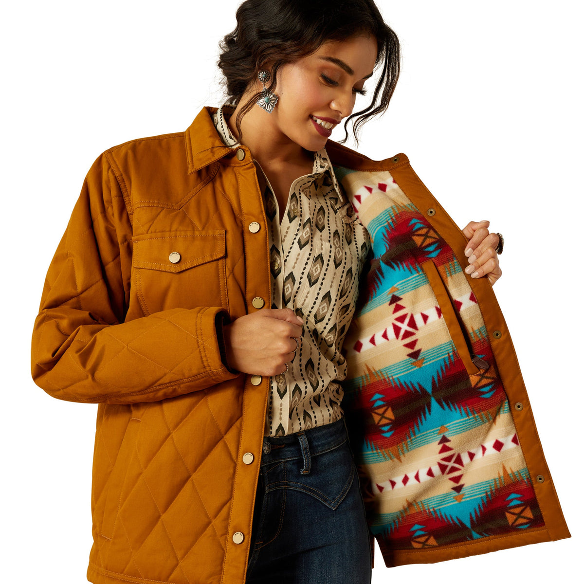  Ariat Women's Grizzly Quilted Chestnut Brown Jacket