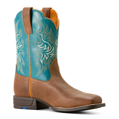  Ariat Kid's Tan/Turquoise Square Toe Boots