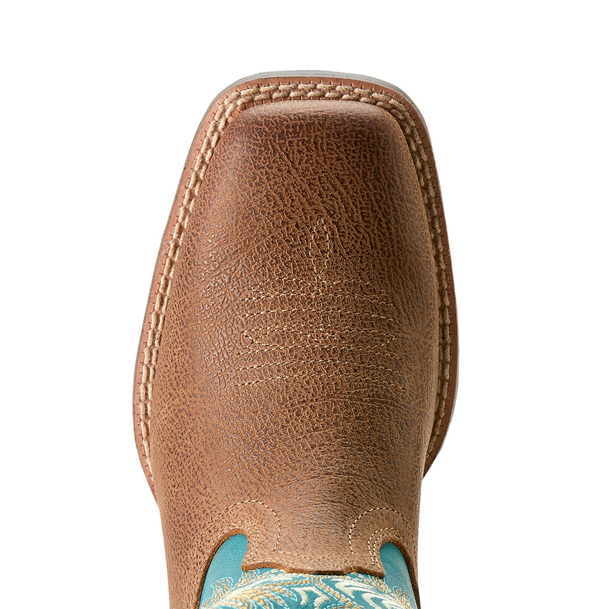  Ariat Kid's Tan/Turquoise Square Toe Boots