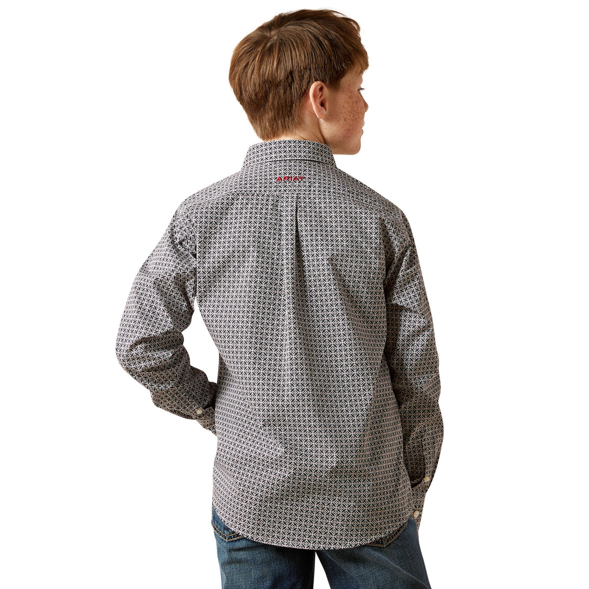 Ariat Boys Tobias Black And White Geometric Long Sleeve