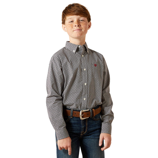 Ariat Boys Tobias Black And White Geometric Long Sleeve