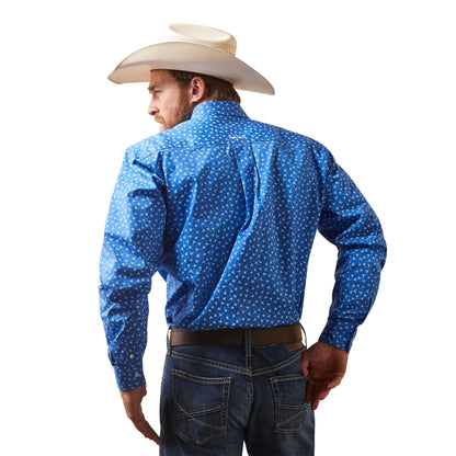  Ariat Men's Blue & White Print Shirt