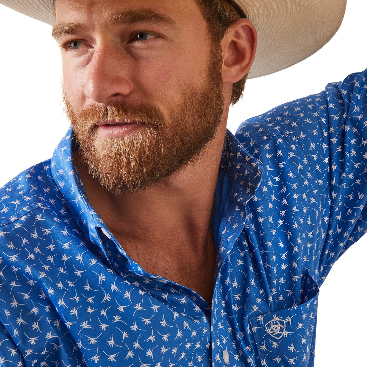  Ariat Men's Blue & White Print Shirt