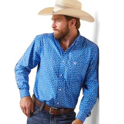  Ariat Men's Blue & White Print Shirt