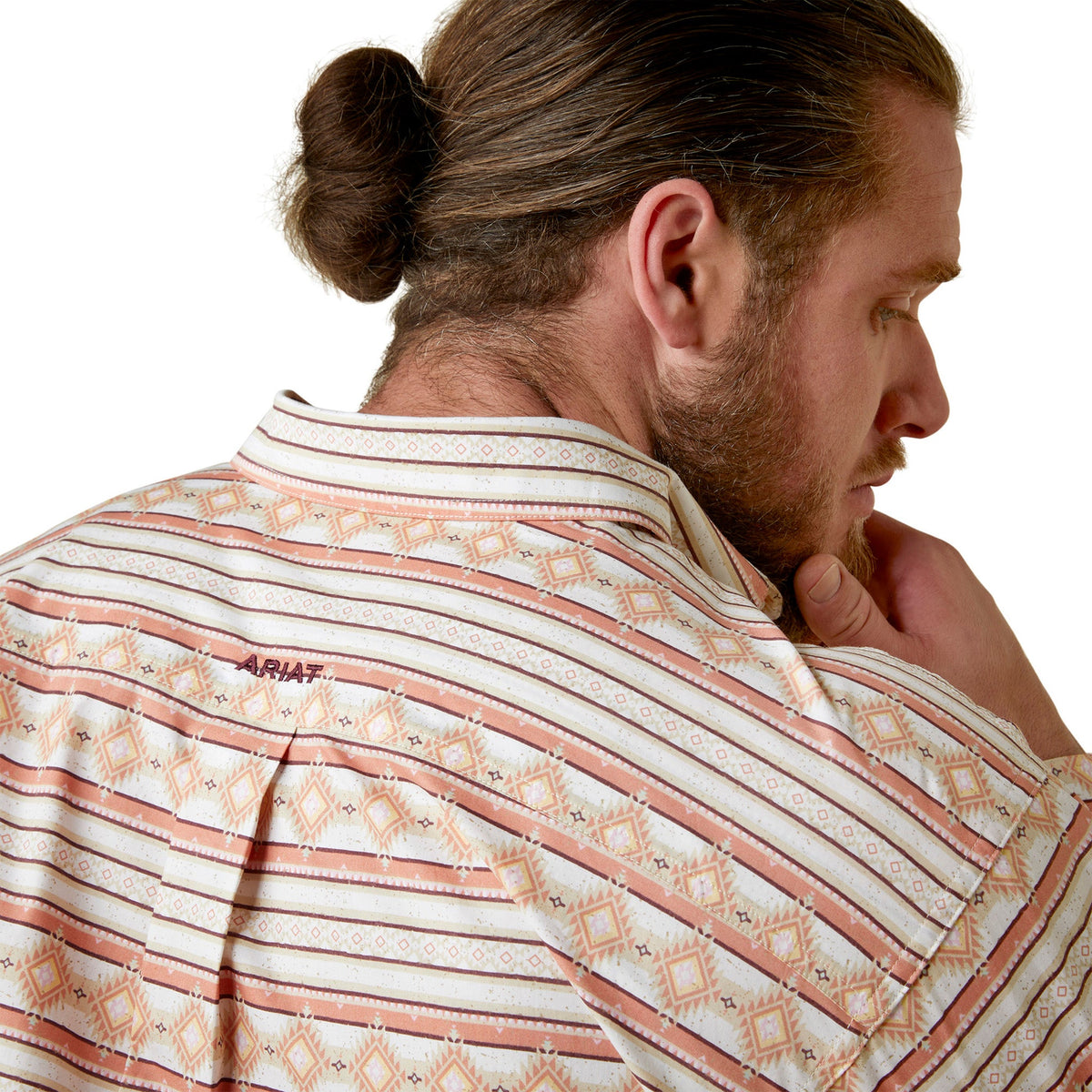  Ariat Men's Orange Aztec Shirt