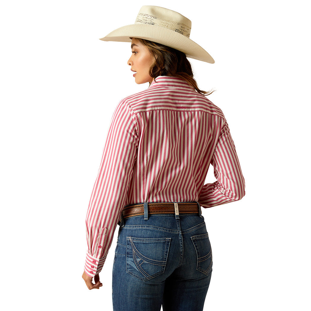  Ariat Women's Kirby Pink Stripe Long Sleeve Button Down