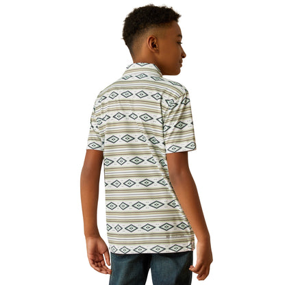  Ariat Boy's White Serape Polo