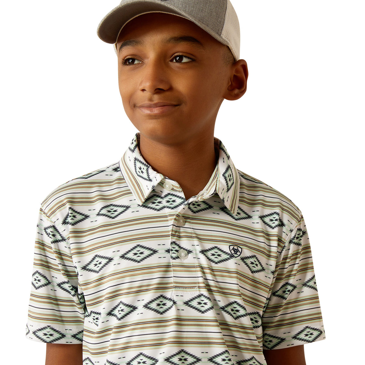  Ariat Boy's White Serape Polo