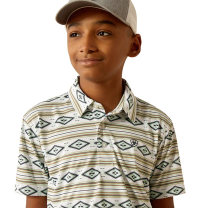  Ariat Boy's White Serape Polo