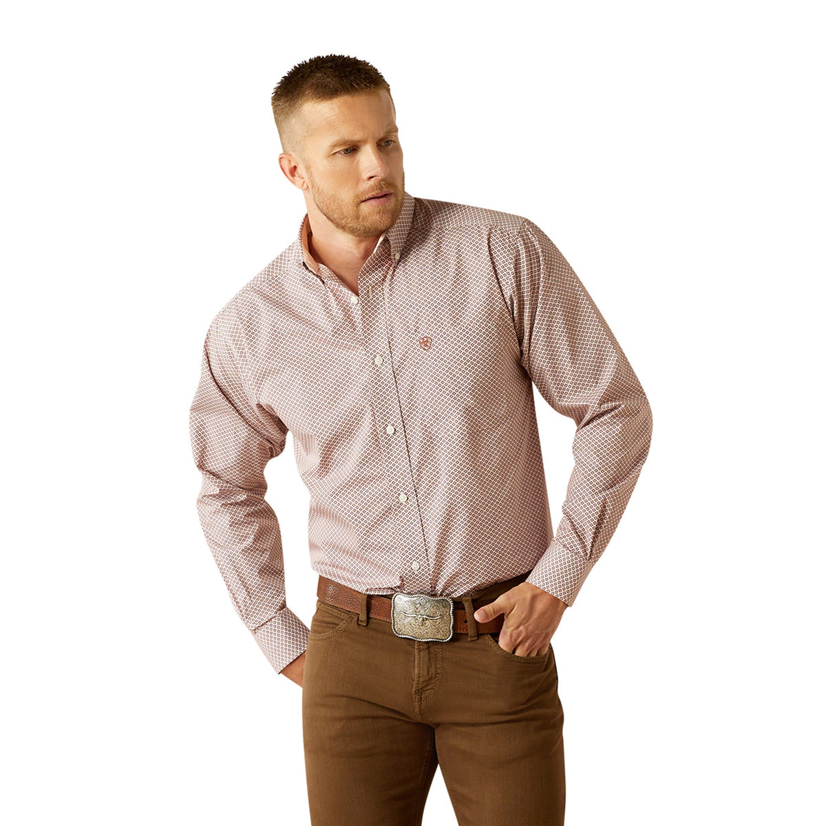 Ariat Wrinkle Free Avery Classic Fit Shirt Brick Geometric