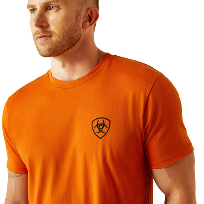  Ariat Men's Rust Orange Barbwire Flag & Shield Tee