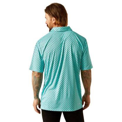 Ariat Men's Aruba Blue Printed Short Sleeve Polo