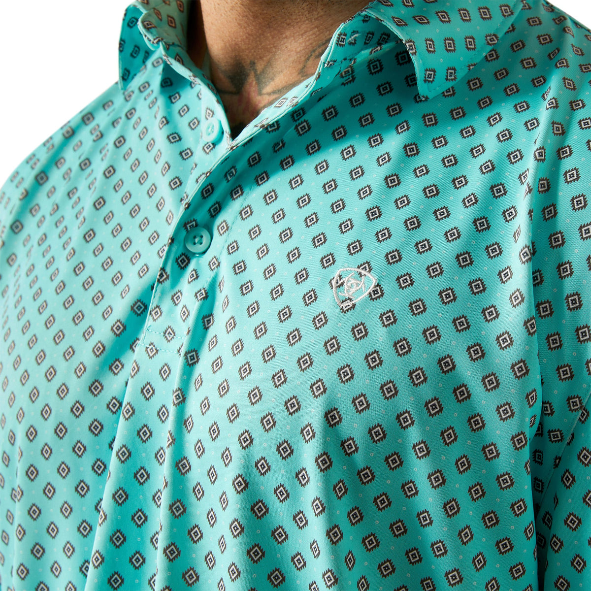  Ariat Men's Aruba Blue Printed Short Sleeve Polo