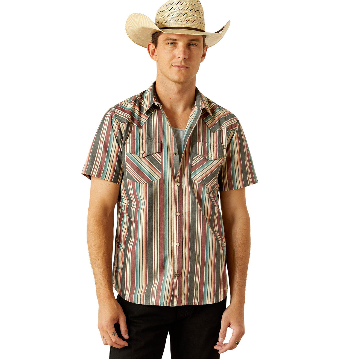  Ariat Men's Haven Retro Multi Stripe Short Sleeve Shirt