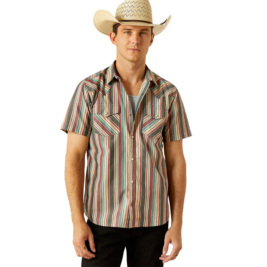  Ariat Men's Haven Retro Multi Stripe Short Sleeve Shirt