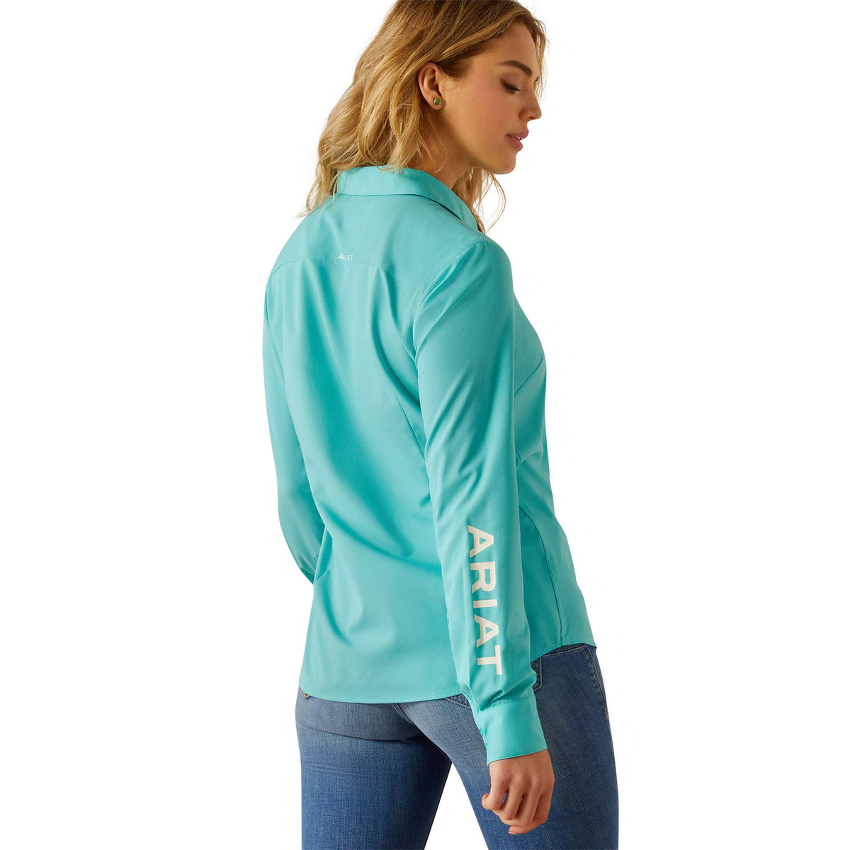  Ariat Women's Solid Turquoise Long Sleeve Shirt