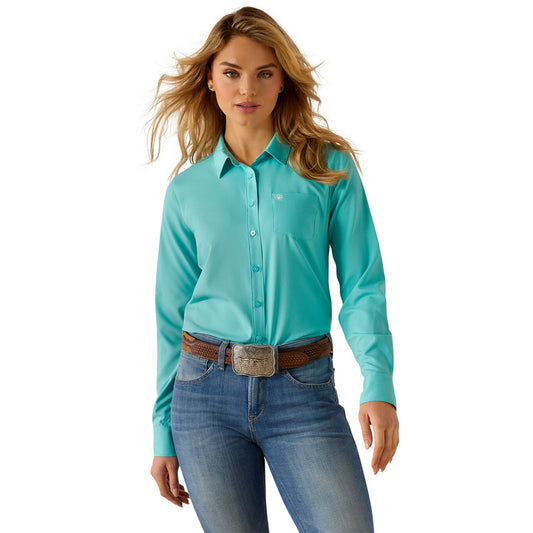  Ariat Women's Solid Turquoise Long Sleeve Shirt