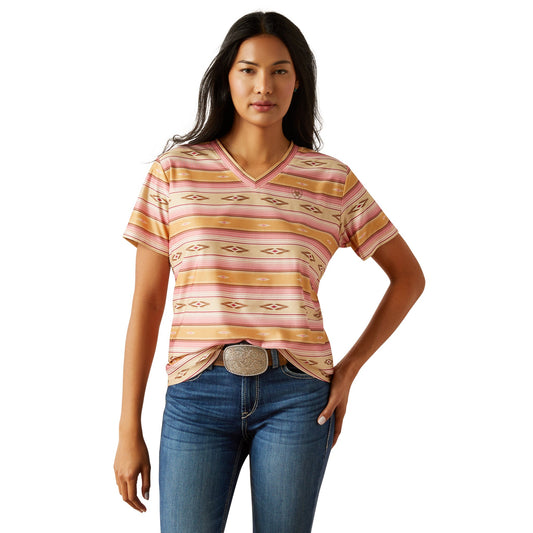  Ariat Women's Laguna Pink Aztec Striped Shirt