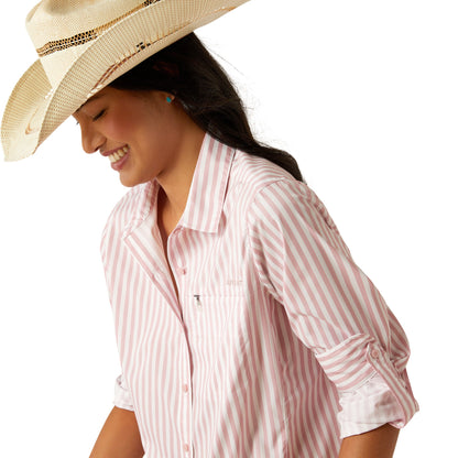  Ariat Women's Pink White Stripe VentTek Long Sleeve