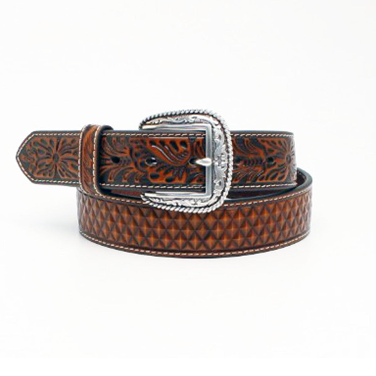  Ariat Men's Basket Weave Floral Belt