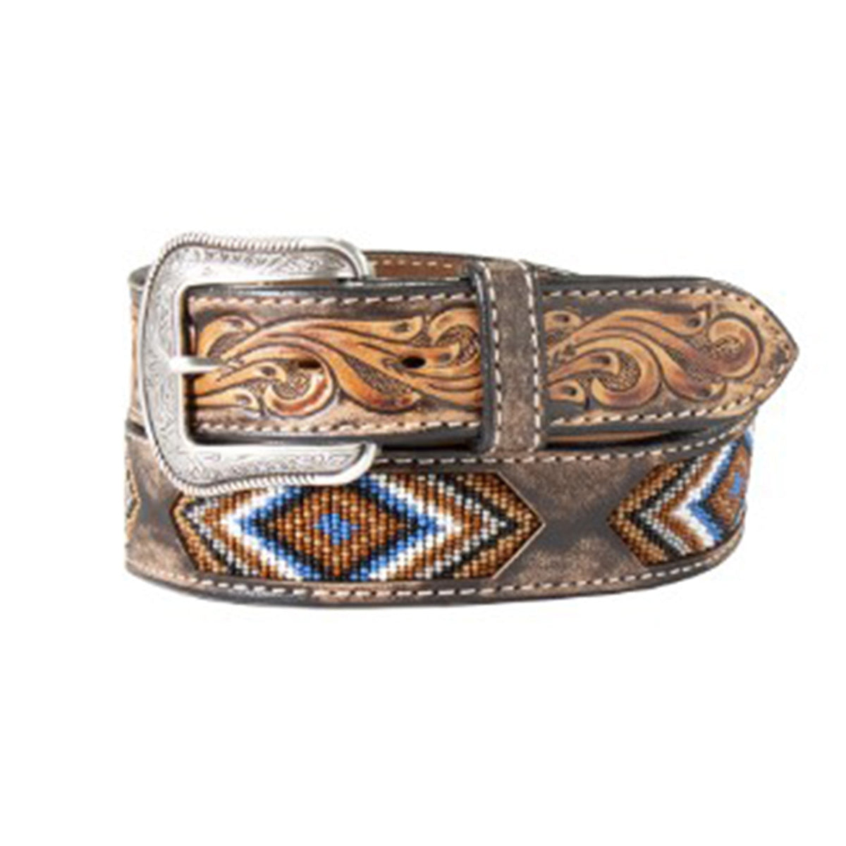  Ariat Men's Brown Tri Beaded Belt