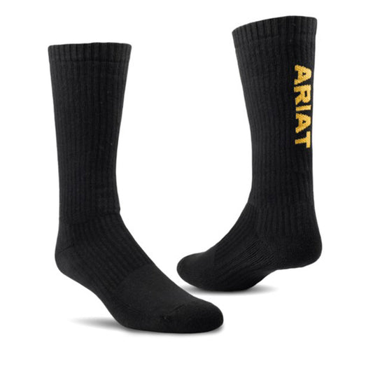  Ariat Men's Black Ariat Mid-Calf 3 Pair Sox