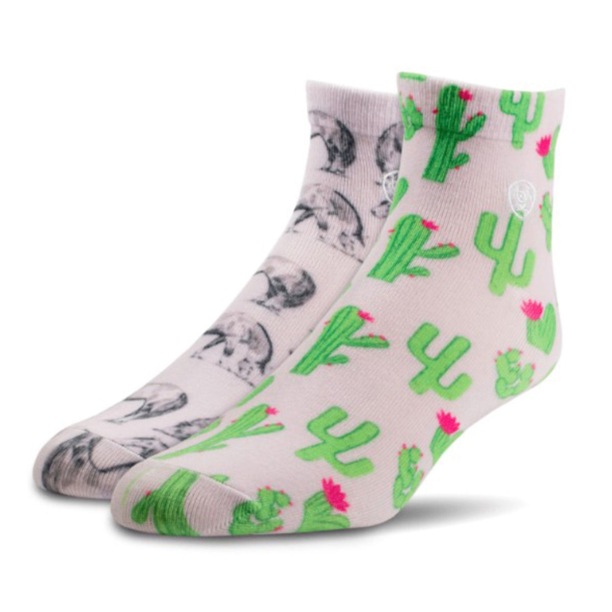  Ariat Women's Horse/Cactus Ankle Socks 2 Pack