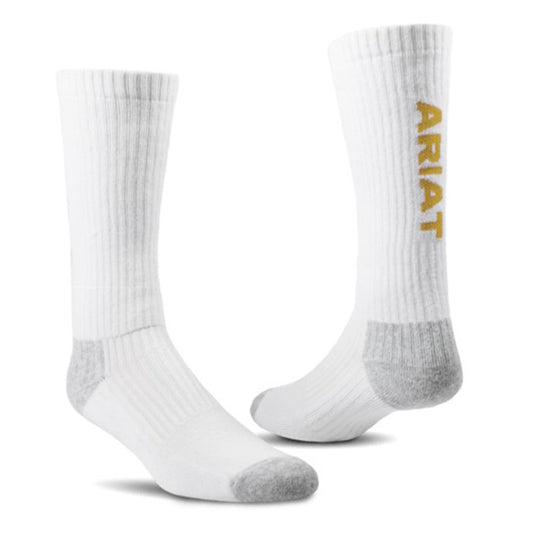  Ariat Men's White Mid-Calf 3 Pack Sox