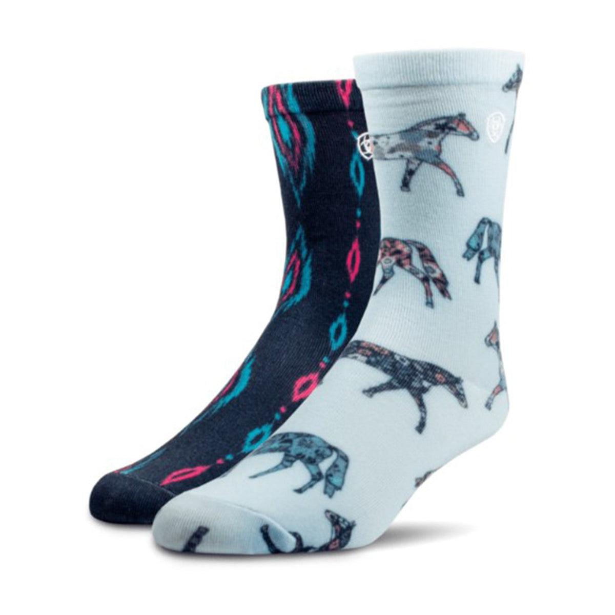  Ariat Women's Horse/Aztec Crew Sox 2-Pack