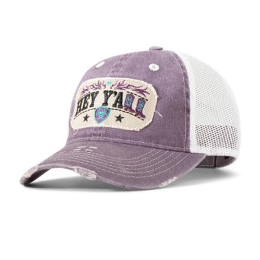  Ariat Hey Yall Distressed Purple Cap