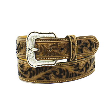  Ariat Men's Chocolate Floral Stamped Belt