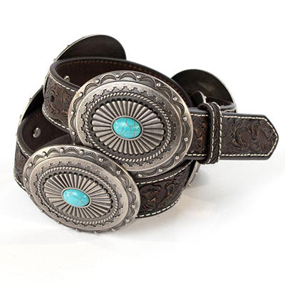  Ariat Women's Brown Round Turquoise Concho Belt