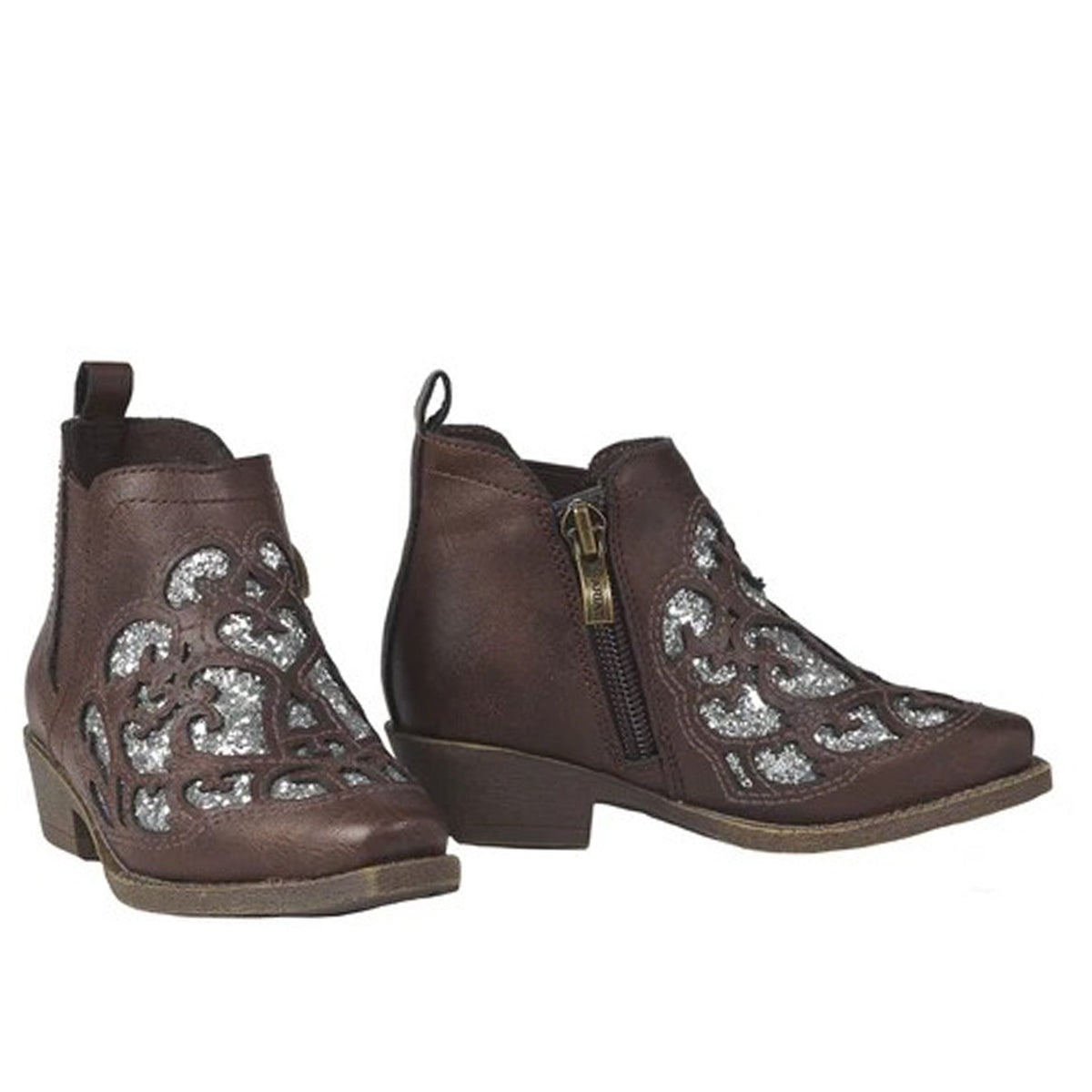  Ariat Girls Brown And Silver Bootie